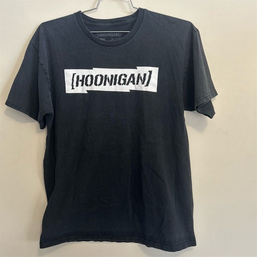 Hoonigan Censor Bar Men's Black Graphic T-Shirt Size L Streetwear